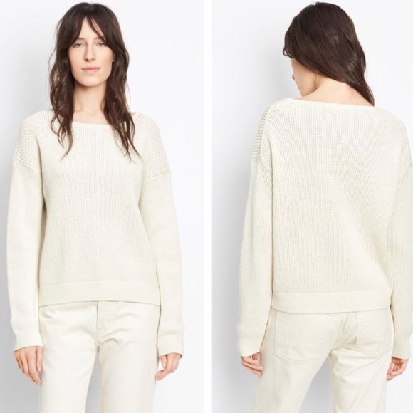 Vince Lattice Stitch Crewneck Sweater Knitwear Coastal, size Small - Picture 12 of 13